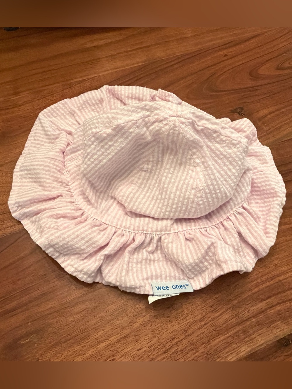 Wee Ones Light Pink Seersucker Ruffle Sun Hat